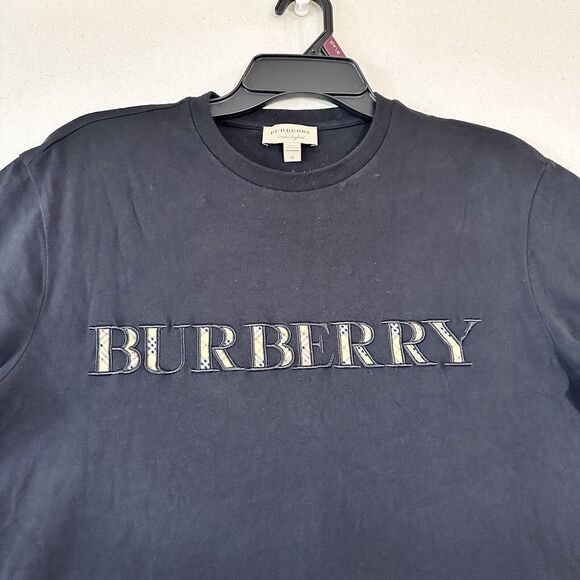 Burberry Men Size Medium Embroidered Logo Black Short Sleeve T-Shirt - Picture 9 of 10